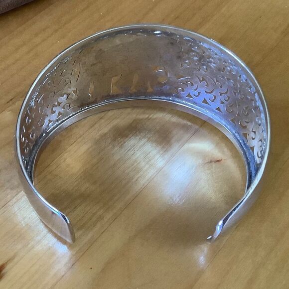 STERLING SILVER 925 GOLD PLATED ELEFANT FILIGREE WIDE LARGE BRACELET​​ - Picture 3 of 7